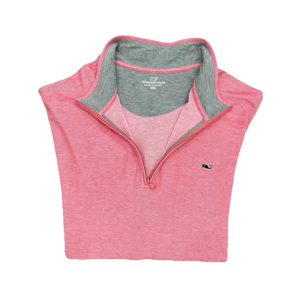 Vineyard Vines Saltwater 1/4 Zip Pullover Mens 4XB Sailor Red Pima Cotton Whale
